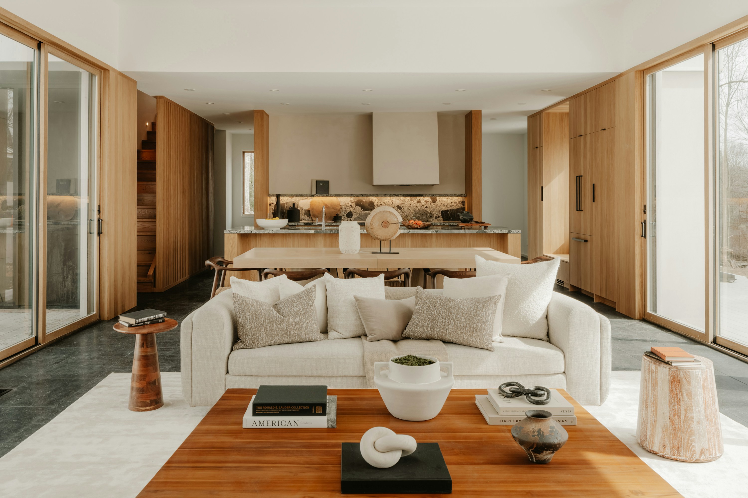 Residential interior with controlled natural light